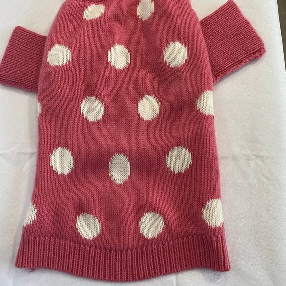 Pet  Stinky-g Pink With White Polka Dots Knitted Sweater - Picture 2 of 10